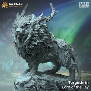 Lion Forest Companion Premium dnd Miniature Mini Warrior | Resin 3D Printed | 28mm 32mm up to 100mm | 50371