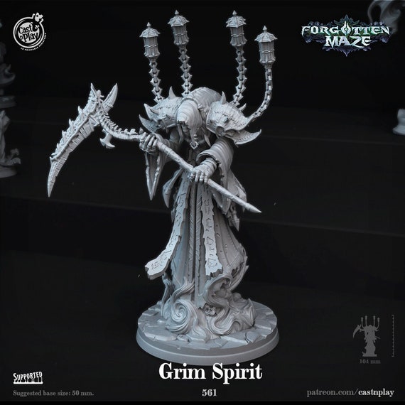 Grim Reaper Spirit Specter Ghost DnD Miniatures compatible with 28mm 32mm fantasy minis | 41277