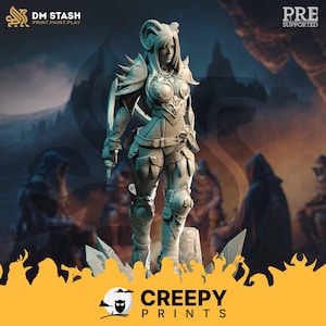 Miniaturas de Tiefling Guerreira para D&D compatíveis com miniaturas de fantasia de mesa de 28 mm e 32 mm 50192 DM0423