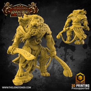 Agathion Leonin Paladin Barbarian Premium dnd Miniature Mini Warrior | Resin 3D Printed | 28mm 32mm 100mm | 49036