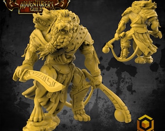 Leonin Barbarian Fighter DnD Miniaturen kompatibel mit 28 mm 32 mm Fantasy Minis | 49036