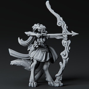 Foxfolk Huntress dnd Miniature Mini | 28mm 32mm up to 100mm | 60009
