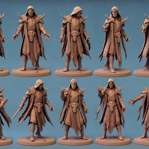 10x-pack Cultist Sorcerer DnD-miniatyrer kompatibla med 28 mm och 32 mm fantasyminiarer |