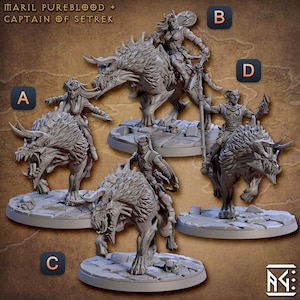 Tiefling Reiter Premium dnd Miniatur 28 mm 32 mm | Teufel Dämon Barde Kämpferin | Harz 3D Gedruckt | 30066_69_v2