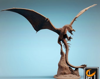 Vouivre Wyvern Dragon v2 DnD Miniaturas compatibles con miniaturas de fantasía de 28 mm y 32 mm / 44363