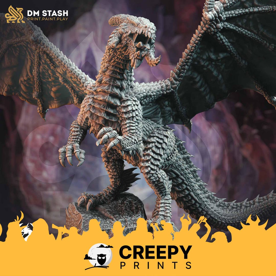 Dragon Dnd Miniatures Compatible With 28mm 32mm Tabletop Fantasy Minis ...