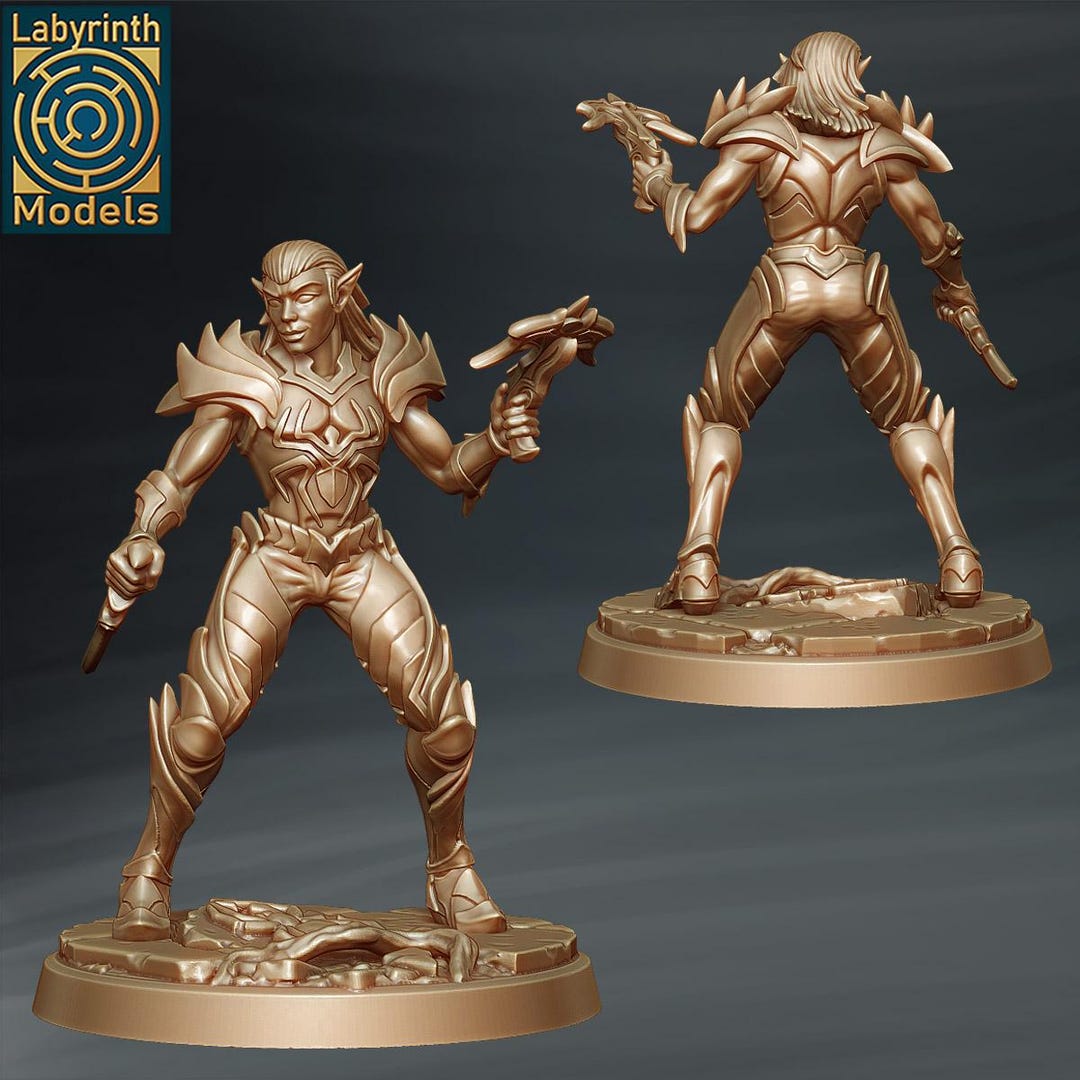 Elf Ranger Assassin Rogue V2 Dnd Miniatures Compatible With 28mm 32mm ...