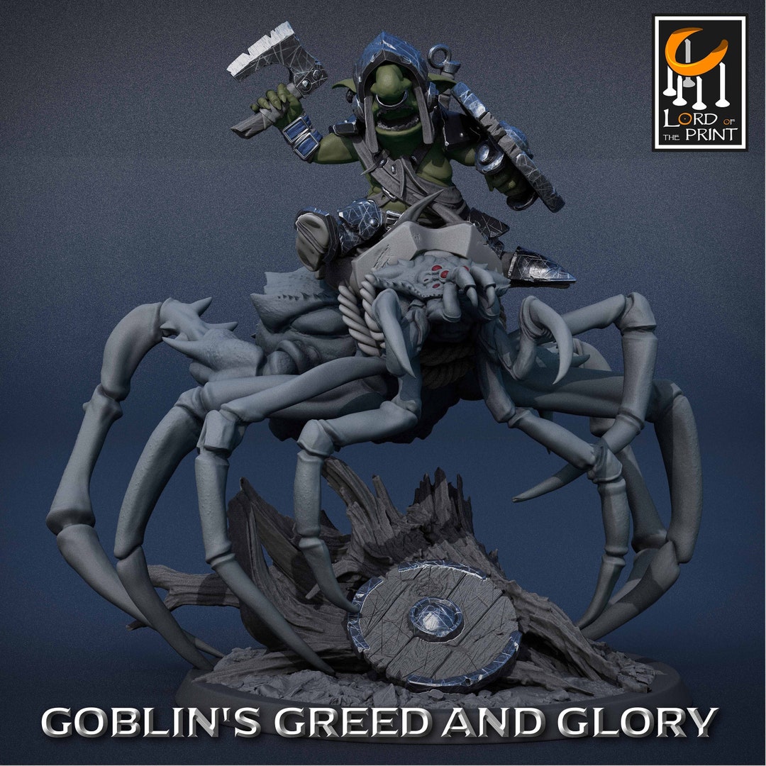 Goblin Fastieth Rider Mini Goblin Rider V7 Dnd Miniatures Compatible With 28mm 32mm Fantasy Minis ...