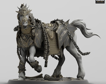 Armored Horse Commander DnD miniatures compatible with 28mm 32mm fantasy minis 44461