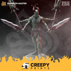 Miniaturas de Demonio Multiarmado DnD compatibles con miniaturas de fantasía de mesa de 28 mm y 32 mm 50293 DM0222