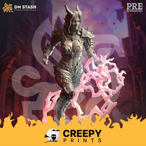 Female Tiefling Warlock Wizard DnD miniatures compatible with 28mm 32mm fantasy minis 50148 DM0623