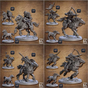4x Viking Barbarian Riders Pack Premium dnd Miniature Mini Figure Statue Set | 28mm 32mm to 100mm | 30677_80