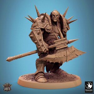Orc Barbarian Marauder v2 Premium dnd Miniature Mini | Resin 3D Printed | 28mm 32mm up to 100mm | 46243