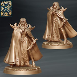 Female Cultist Witch Sorceress Grim Reaper v1 Premium dnd Mini Figure Figurine Fantasy Tabletop Miniatures 28mm 32mm to 100mm | 47117