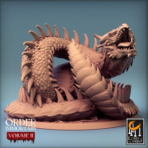 Jormungandr Giant Snake Serpent v2 Premium dnd Miniature Mini Unchained | Resin 3D Printed | 28mm 32mm up to 100mm | 44421