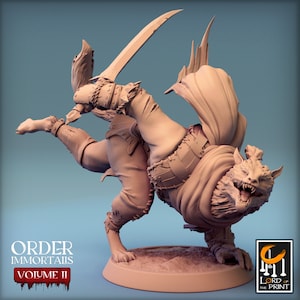 Werewolf Warrior v1 Premium dnd Mini Miniature 28mm 32mm to 100mm | Demon Vampire Hunter Ranger Shooter | Resin 3D Printed | 44423