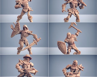 6x Undead Skeleton Army Knight Ranger Pack Premium dnd Miniature Mini | Sanded & Primed | 28mm 32mm to 100mm | Resin 3D Printed | 30413_18