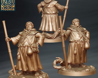 Priest Friar Monk DnD Miniatures compatible with 28mm 32mm fantasy minis | 47000