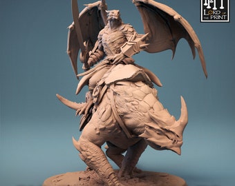 Dragonborn Rider Warrior G DnD Miniatures compatible with 28mm 32mm fantasy minis | 43773