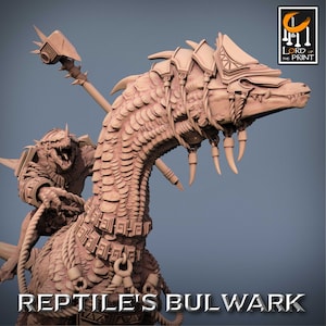 Lizardmen Lizardfolk Barbarian on Giant Lizard v6 Premium dnd Miniature Mini | Resin 3D Printed | 28mm 32mm 100mm | 43628
