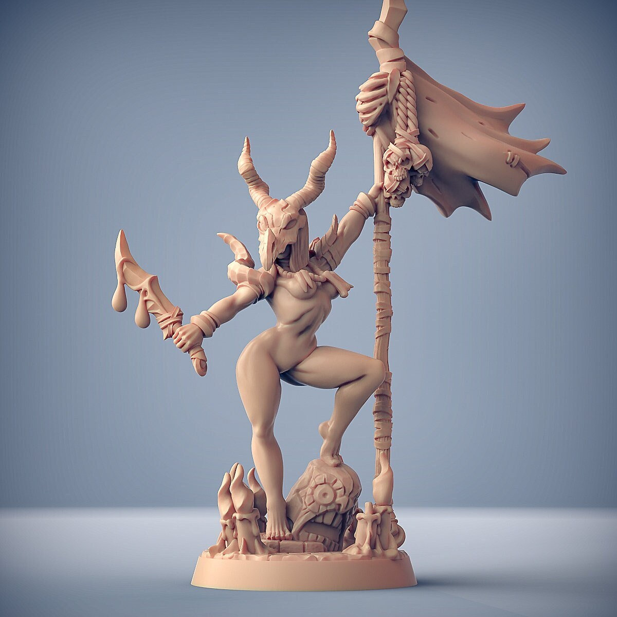 Naked Sorceress Witch Female Shaman Druid Wizard Premium dnd Miniature Mini 28mm 32mm to 100mm | 30772_B