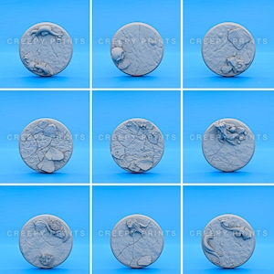 Pack of 9 Round Scenic Bases v6 | Desolate Woods | 25mm 28mm 30mm 32mm 40mm 50mm 60mm 65mm 75mm 80mm | Tabletop Miniatures Minis p6-9