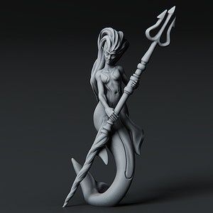 Mermaid Fishfolk Merfolk | Premium 3D Printed Fantasy Tabletop Miniature 28mm 32mm up to 100mm |    dnd  Wargame 20167