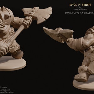 Dwarf Barbarian | Premium 3D Printed Tabletop Miniatures 28mm 32mm to 100mm |     dnd  20361
