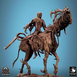 Skeleton on Nightmare Undead v18 DnD Miniatures compatible with 28mm 32mm minis | 46115_A