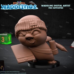 Waddling Digital Artist Premium dnd Miniature Mini | Resin 3D Printed | 28mm 32mm up to 100mm | 45053