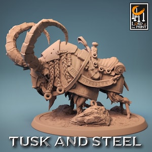 Ram Saddle v4 Premium dnd Miniature Mini 28mm 32mm up to 100mm | Cleric Warrior Fighter | Resin 3D Printed | 43844