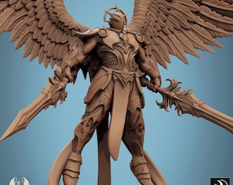 Aasimar Paladin Angel v2 DnD Miniatures compatible with 28mm 32mm fantasy minis | 46065