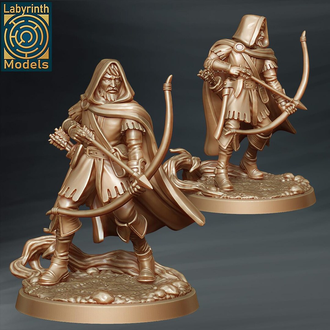 Human Archer Ranger V3 Dnd Miniatures Compatible With 28mm 32mm Fantasy ...