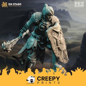 Weiblicher Mensch Paladin DnD Miniaturen kompatibel mit 28 mm 32 mm Tabletop Fantasy Minis 50190 DM0423