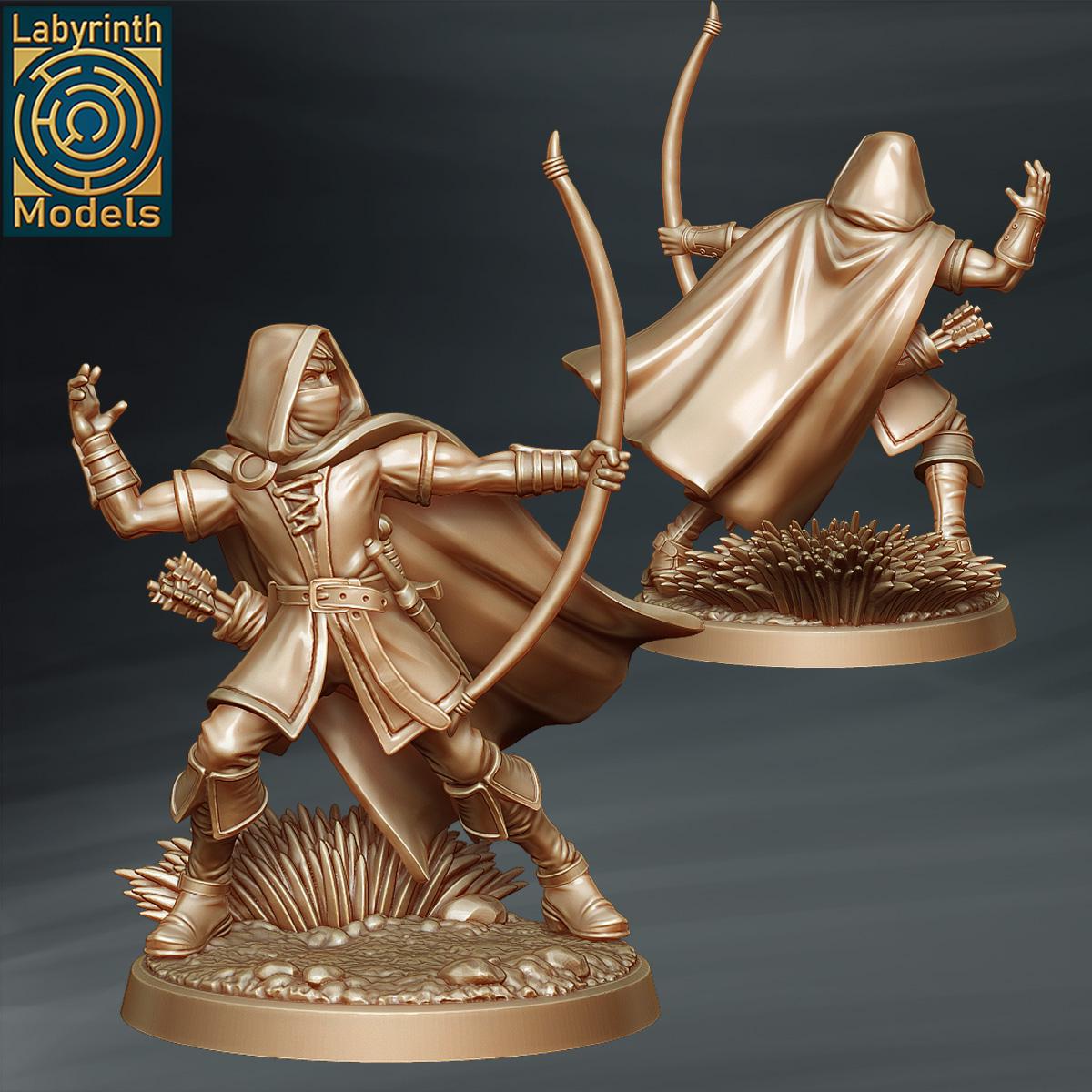 Human Archer Ranger V1 Dnd Miniatures Compatible With 28mm 32mm Fantasy ...