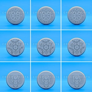 Pack of 9 Round Scenic Bases v12 | Rune Egyptian | 25mm 28mm 30mm 32mm 40mm 50mm 60mm 65mm 75mm 80mm | Tabletop Miniatures Minis p12-9