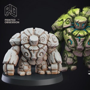 Stone Golem Miniature Premium dnd Mini Figure Figurine Sanded & Primed | Fantasy Tabletop Miniatures 28mm 32mm to 100mm | 21463