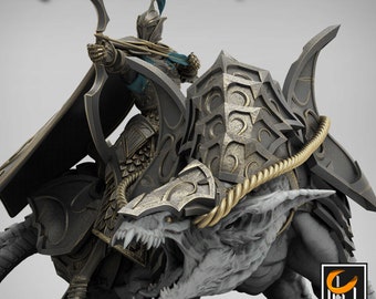Elf Archer Ranger Rider v1 DnD Miniatures compatible with 28mm 32mm fantasy minis | 43157