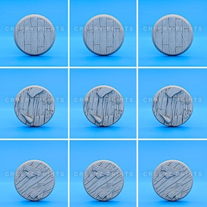 Pack of 9 Round Scenic Bases v11 | Wood Wooden | 25mm 28mm 30mm 32mm 40mm 50mm 60mm 65mm 75mm 80mm | Tabletop Miniatures Minis p11-9