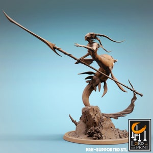 Siren Woman Mermaid v3 Premium dnd Miniature Mini | Resin 3D Printed | 28mm 32mm up to 100mm | 43664