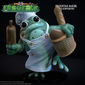 Cute Frog Folk Premium dnd Miniature Mini | Resin 3D Printed | 28mm 32mm up to 100mm | 45003