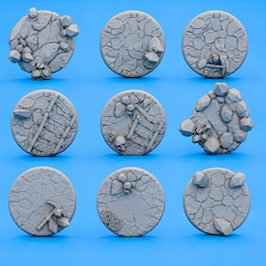 Pack of 9 Round Mining Guild Bases for DnD Miniatures, 25mm 30mm 40mm | p4-9