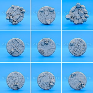 Pack of 9 Round Scenic Bases v4 | Crystal Mining Guild | 25mm 28mm 30mm 32mm 40mm 50mm 60mm 65mm 75mm 80mm | Tabletop Miniatures Minis p4-9