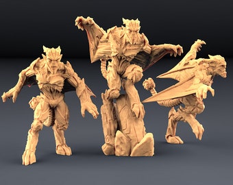 Bat Gargoyle DnD miniatures compatible with 28mm 32mm fantasy minis | 20131