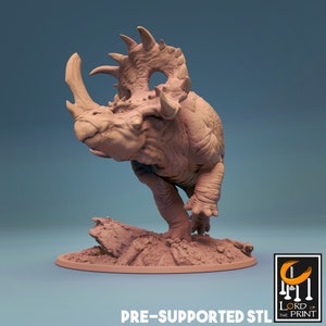 Triceratops V2 | Premium 3D Printed Fantasy Tabletop Miniatures 28mm 32mm up to 100mm |  dnd  20930