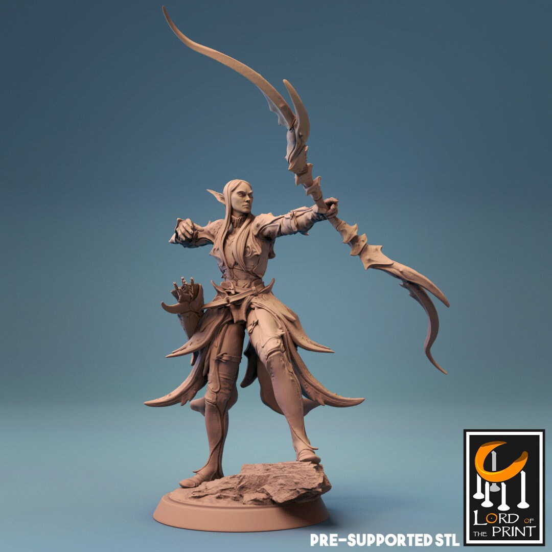Elf Archer Ranger V2 Dnd Miniatures Compatible With 28mm 32mm Fantasy ...