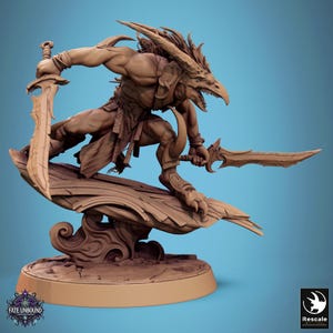 Pterafolk Warrior Fighter Sword v1 Premium Fantasy dnd Miniature Mini Figure Figurine | Resin 3D Printed | 28mm 32mm to 100mm | 46347