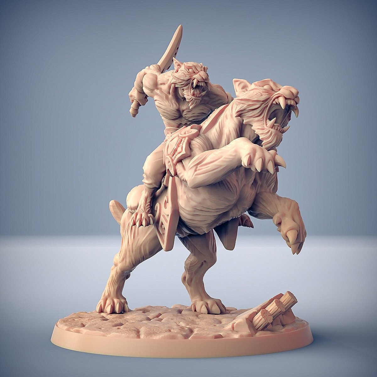Tabaxi Rakshasa Fighter Rider v2 Premium dnd Miniature Mini Figure Figurine Resin 3D Printed | 28mm 32mm to 100mm | 30749