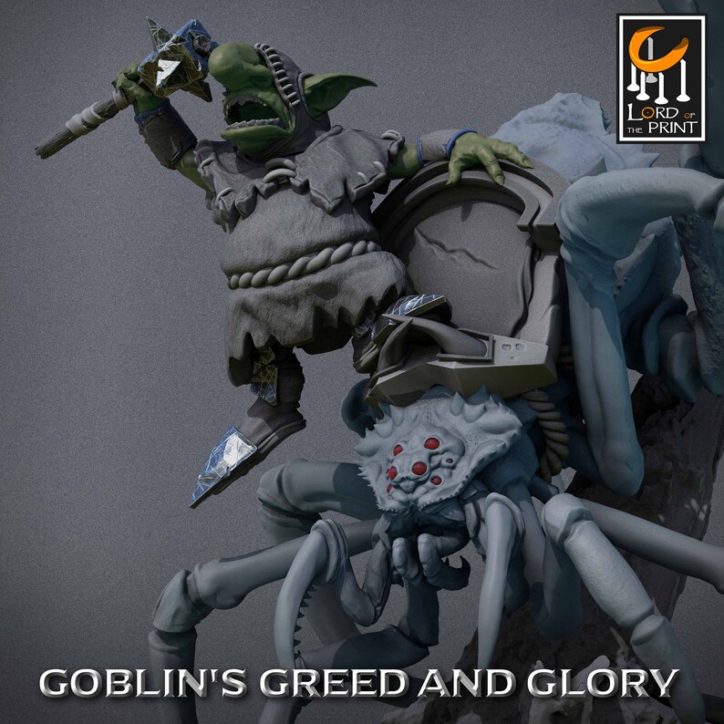 Goblin Riding Goblin Rider V2 Dnd Miniatures Compatible With 28mm 32mm Fantasy Minis ...