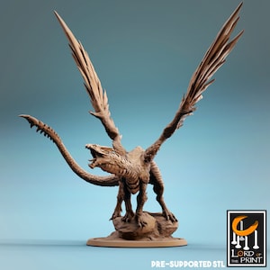 Steel Ancient Young Dragon Premium dnd Miniature Mini Figure Figurine Statue | Resin 3D Printed | 44549
